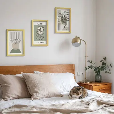 Sada obrazů na zeď s geometrickými abstraktními botanickými vzory