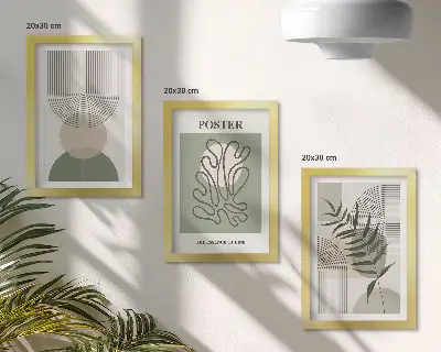 Sada obrazů na zeď s geometrickými abstraktními botanickými vzory