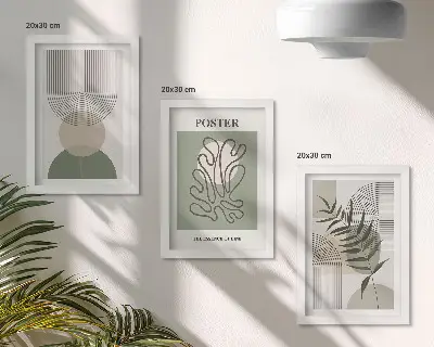 Sada obrazů na zeď s geometrickými abstraktními botanickými vzory