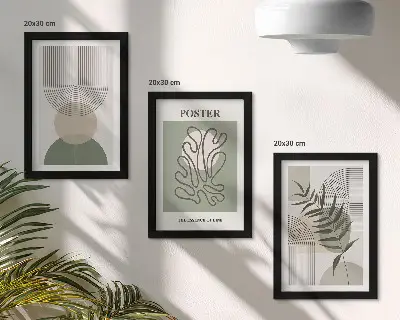 Sada obrazů na zeď s geometrickými abstraktními botanickými vzory