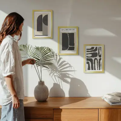 Sada obrazů na zeď minimalistické plakáty s abstraktními tvary