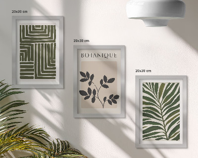 Sada tří obrazů Botanické kompozice ve stylu boho minimalismu