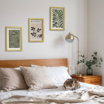 Sada tří obrazů Botanické kompozice ve stylu boho minimalismu