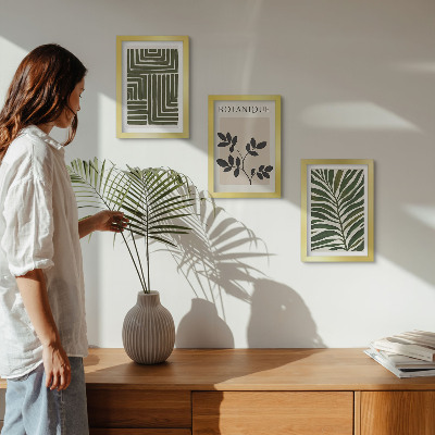 Sada tří obrazů Botanické kompozice ve stylu boho minimalismu