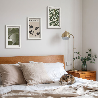 Sada tří obrazů Botanické kompozice ve stylu boho minimalismu