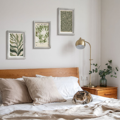 Sada tří obrazů Rostlinné vzory, botanické dekorace, boho styl