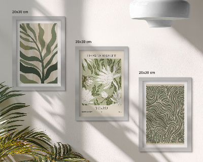 Sada tří obrazů Rostlinné vzory, botanické dekorace, boho styl