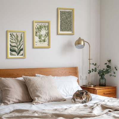Sada tří obrazů Rostlinné vzory, botanické dekorace, boho styl