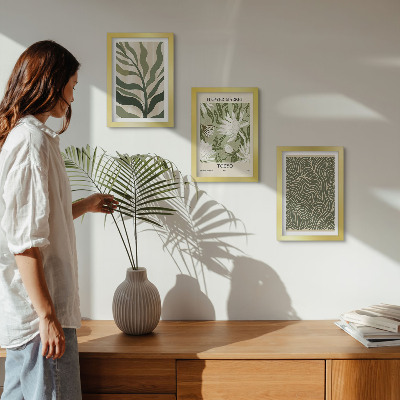 Sada tří obrazů Rostlinné vzory, botanické dekorace, boho styl