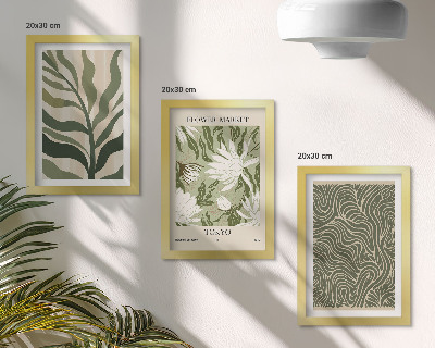 Sada tří obrazů Rostlinné vzory, botanické dekorace, boho styl