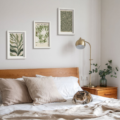 Sada tří obrazů Rostlinné vzory, botanické dekorace, boho styl