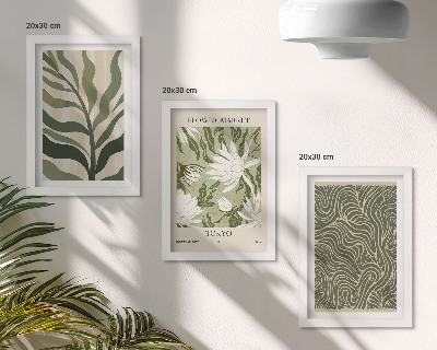 Sada tří obrazů Rostlinné vzory, botanické dekorace, boho styl