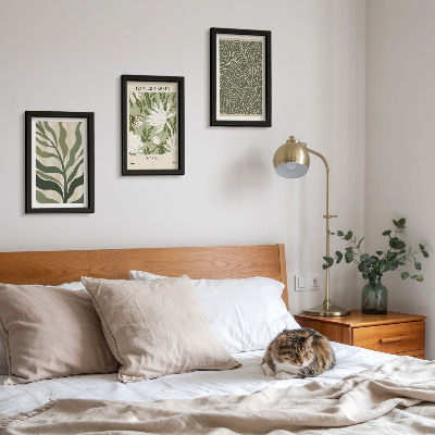 Sada tří obrazů Rostlinné vzory, botanické dekorace, boho styl