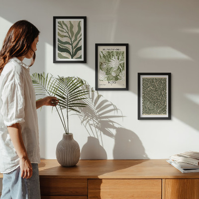 Sada tří obrazů Rostlinné vzory, botanické dekorace, boho styl