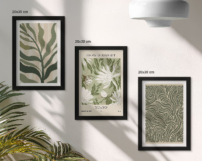 Sada tří obrazů Rostlinné vzory, botanické dekorace, boho styl