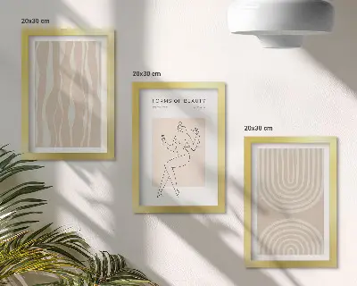 Sada tří obrazů abstraktní vzory v jemném boho stylu