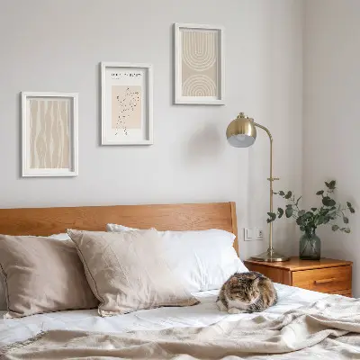Sada tří obrazů abstraktní vzory v jemném boho stylu