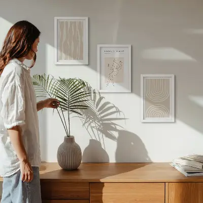 Sada tří obrazů abstraktní vzory v jemném boho stylu