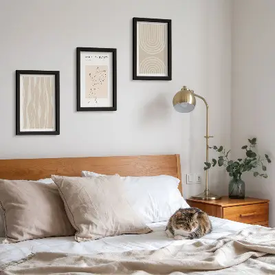 Sada tří obrazů abstraktní vzory v jemném boho stylu