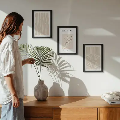 Sada tří obrazů abstraktní vzory v jemném boho stylu