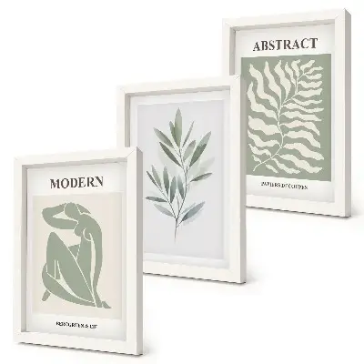 Sada obrazů na zeď akvarelový design s boho rostlinami v duchu Matisse