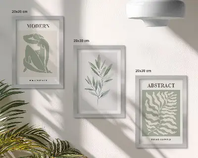 Sada obrazů na zeď akvarelový design s boho rostlinami v duchu Matisse
