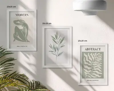 Sada obrazů na zeď akvarelový design s boho rostlinami v duchu Matisse