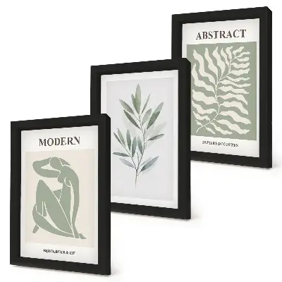Sada obrazů na zeď akvarelový design s boho rostlinami v duchu Matisse