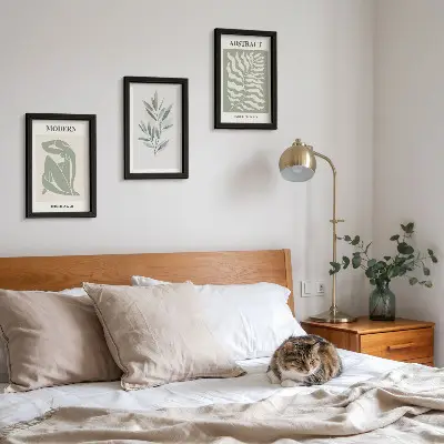 Sada obrazů na zeď akvarelový design s boho rostlinami v duchu Matisse