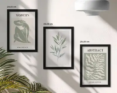 Sada obrazů na zeď akvarelový design s boho rostlinami v duchu Matisse