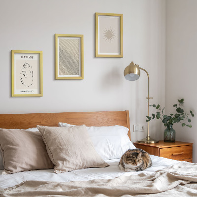Sada tří obrazů Minimalistické linie, písek, vlny a slunce