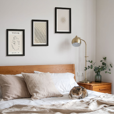 Sada tří obrazů Minimalistické linie, písek, vlny a slunce