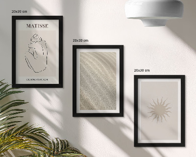 Sada tří obrazů Minimalistické linie, písek, vlny a slunce