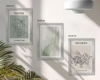 Sada obrazů na zeď květiny ve váze v moderním minimalistickém stylu