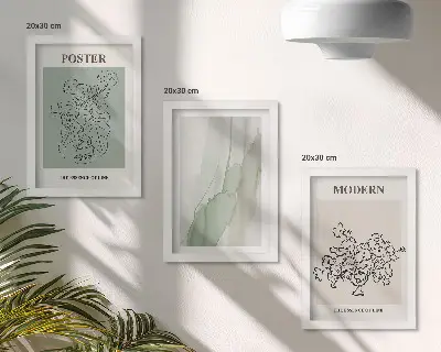 Sada obrazů na zeď květiny ve váze v moderním minimalistickém stylu