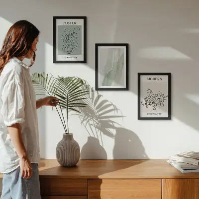 Sada obrazů na zeď květiny ve váze v moderním minimalistickém stylu