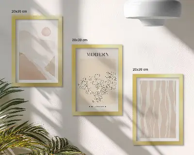 Sada tří obrazů abstraktní tvary v tlumených barvách