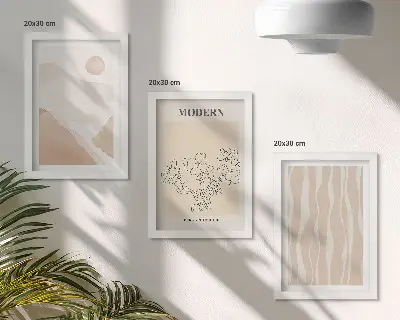 Sada tří obrazů abstraktní tvary v tlumených barvách