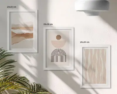 Vícedílný obraz v rámu abstraktní krajina s přírodními tvary a geometrií