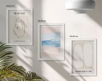 Sada obrazů na zeď obrázky s abstraktními formami a jemnými barvami v duchu Matisse