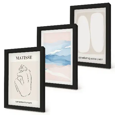 Sada obrazů na zeď obrázky s abstraktními formami a jemnými barvami v duchu Matisse
