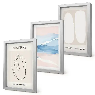 Sada obrazů na zeď obrázky s abstraktními formami a jemnými barvami v duchu Matisse