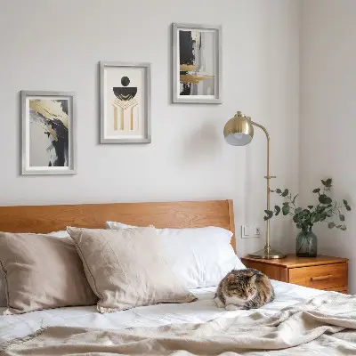 Sada obrazů na zeď geometrická abstraktní elegantní kompozice