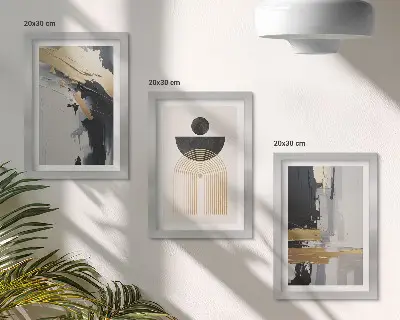 Sada obrazů na zeď geometrická abstraktní elegantní kompozice