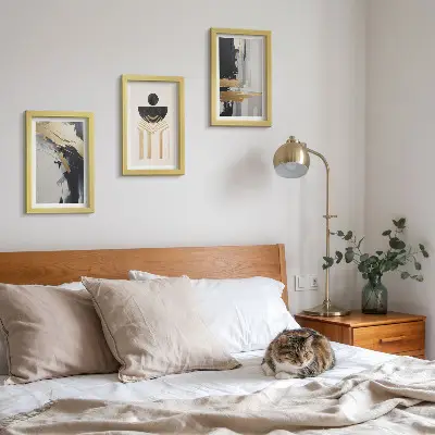 Sada obrazů na zeď geometrická abstraktní elegantní kompozice
