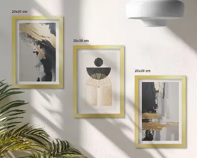 Sada obrazů na zeď geometrická abstraktní elegantní kompozice