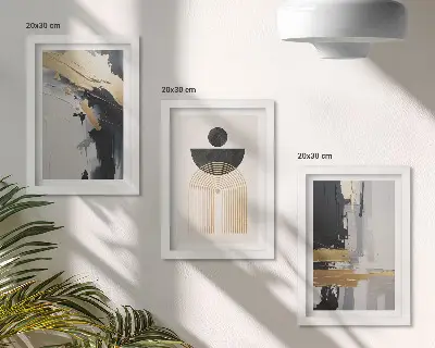 Sada obrazů na zeď geometrická abstraktní elegantní kompozice