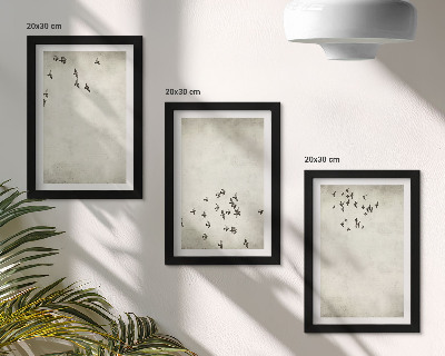 Sada tří obrazů Minimalistický obraz letících ptáků