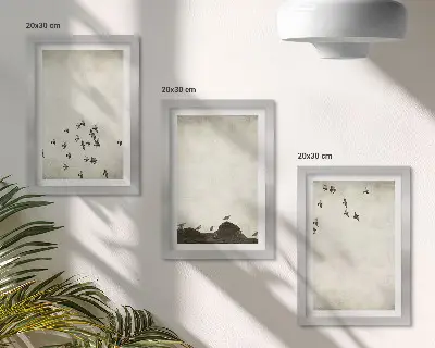 Sada obrazů na zeď ptáci za letu v minimalistickém stylu