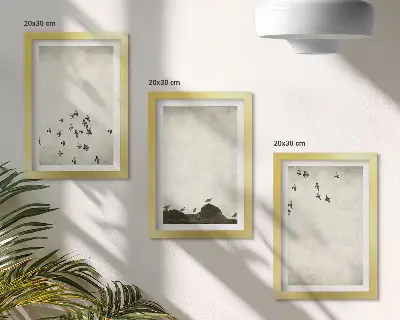 Sada obrazů na zeď ptáci za letu v minimalistickém stylu
